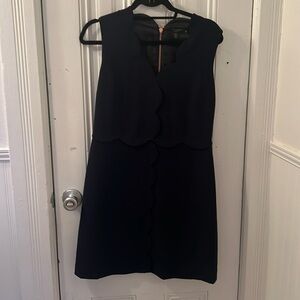 Navy Ted Baker dress with scalloped detail